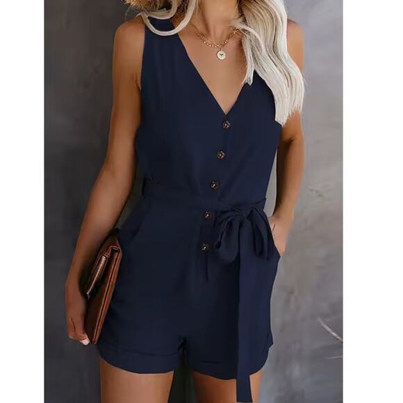Summer Womens Mini Playsuit Casual Jumpsuit Ladies Holiday Beach Short Large - Picture 1 of 8